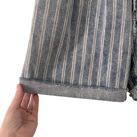 Free People We The Free Downtown High-Rise Striped Denim Cut-Off Shorts Size 27 - Picture 7 of 12